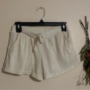 White cream lounge ripped shorts